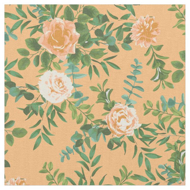 Tela Flores florales para Rosas de melocotón (De cerca)