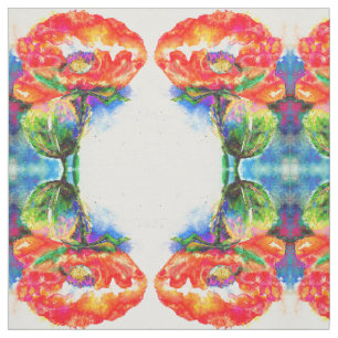 Tela Flores florales rojas elegantes adornos rojos