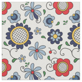 Tela Flores Folclóricas - arte folclórico de Kashuby
