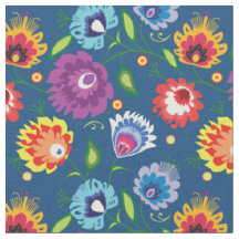 Flores Folclóricas sobre azul clásico