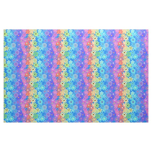 Tela Flores hippie arcoiris brillantes y audaces (Yarda)