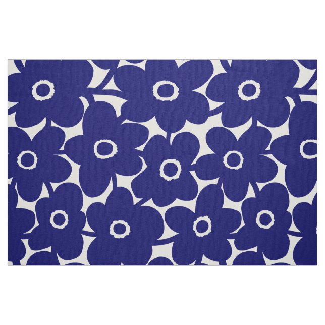 Tela Flores intrépidas - azules marinos profundos ("Cuarto gordo" (fat quarter))