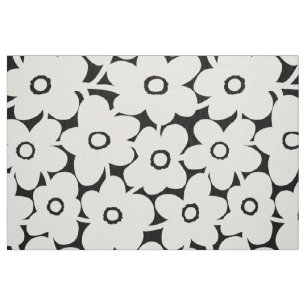 Tela Flores intrépidas - blanco en negro