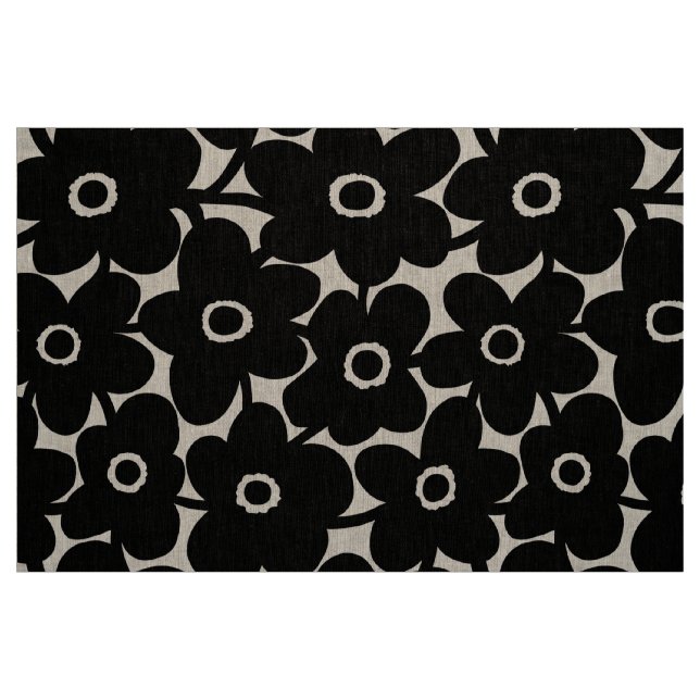 Tela Flores intrépidas - negro ("Cuarto gordo" (fat quarter))