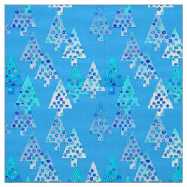 Tela Flores modernas árboles de Navidad - azul cielo