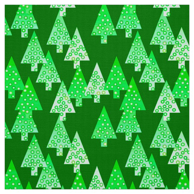 Tela Flores modernas árboles de Navidad - verde pino (Retal)