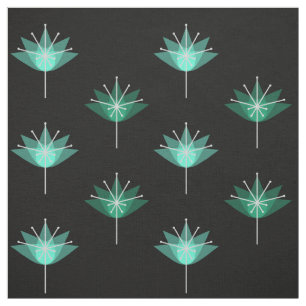 Tela Flores modernas de medio siglo Turquesa negra