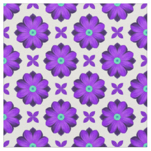 Tela Flores Moradas Vibrantes y Motivos de Hoja