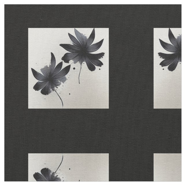 Tela Flores negras y blancas (De cerca)