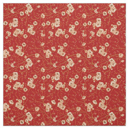 Tela Flores pequeñas con estampado rojo