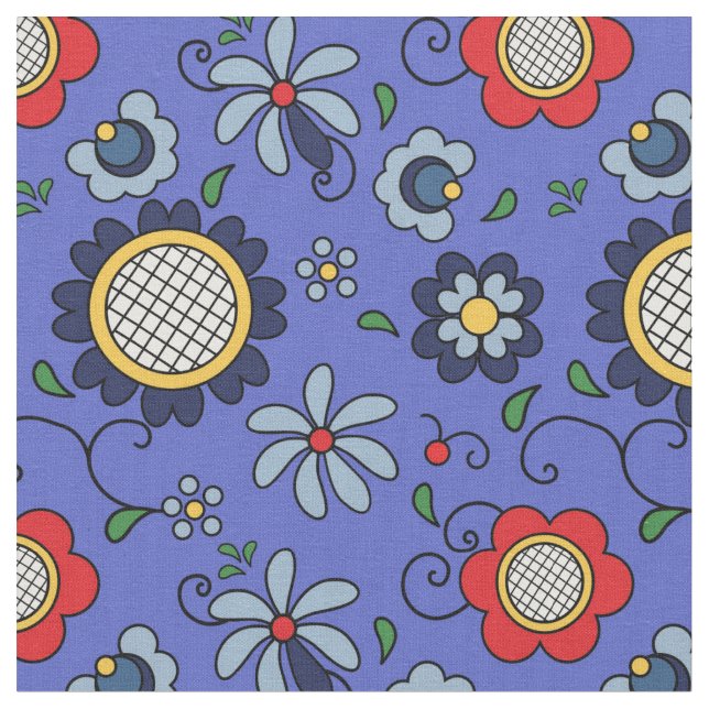 Tela Flores populares - arte popular de Kashuby (De cerca)