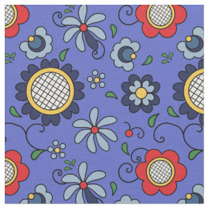 Tela Flores populares - folklore de Kashuby
