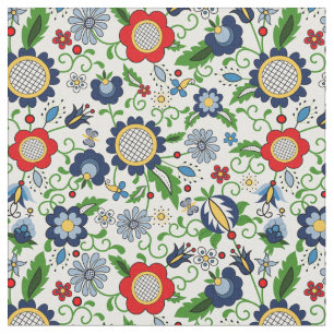 Tela Flores populares - folklore de Kashuby