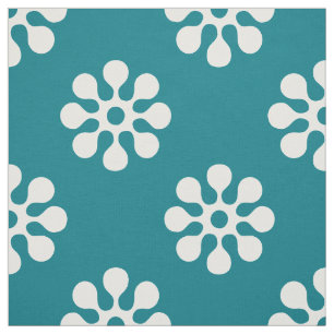 Tela Flores retro blanco sin soldadura