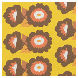 Tela Flores Retro Brown