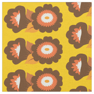 Tela Flores Retro Brown