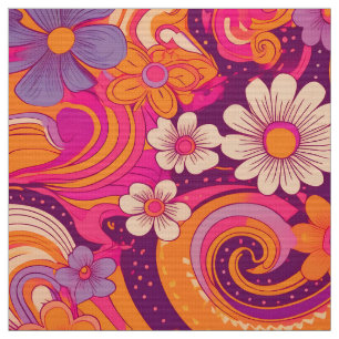 Tela flores retro Groovy