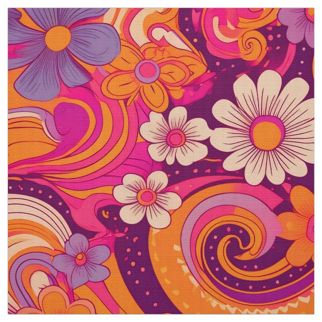 Tela flores retro Groovy (Retal)