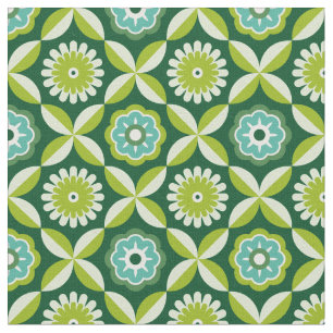 Tela Flores retro verdes