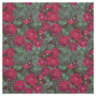 Tela Flores rojas, acuarela floral.