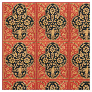 TELA FLORES ROJOS AZULES AMARILLOS CON DOVE