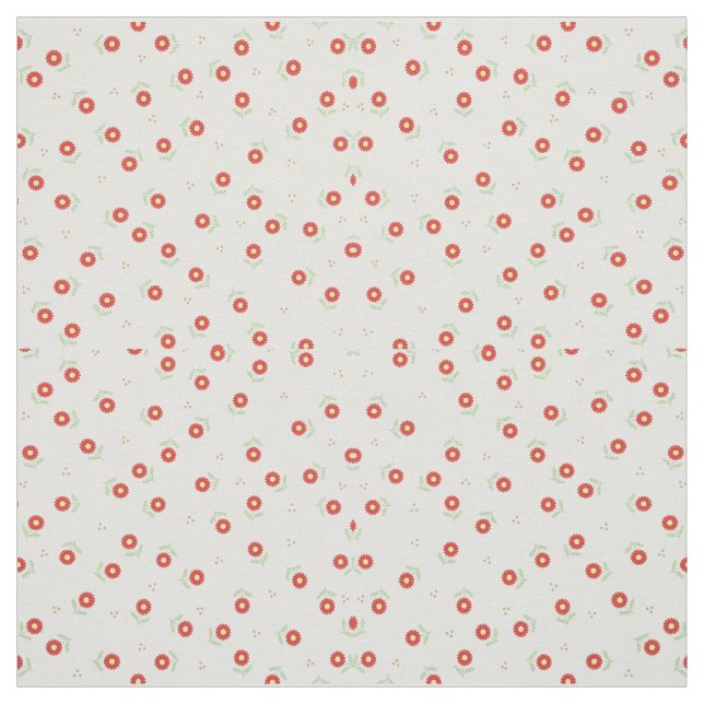 Tela Flores Rojos Blancos y Verdes (Retal)