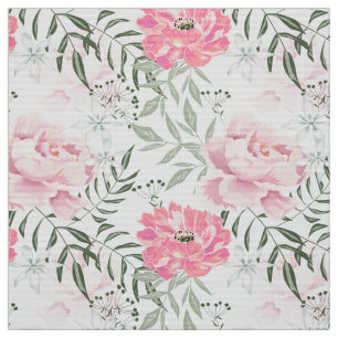 Tela Flores rosa rosadas de peonis