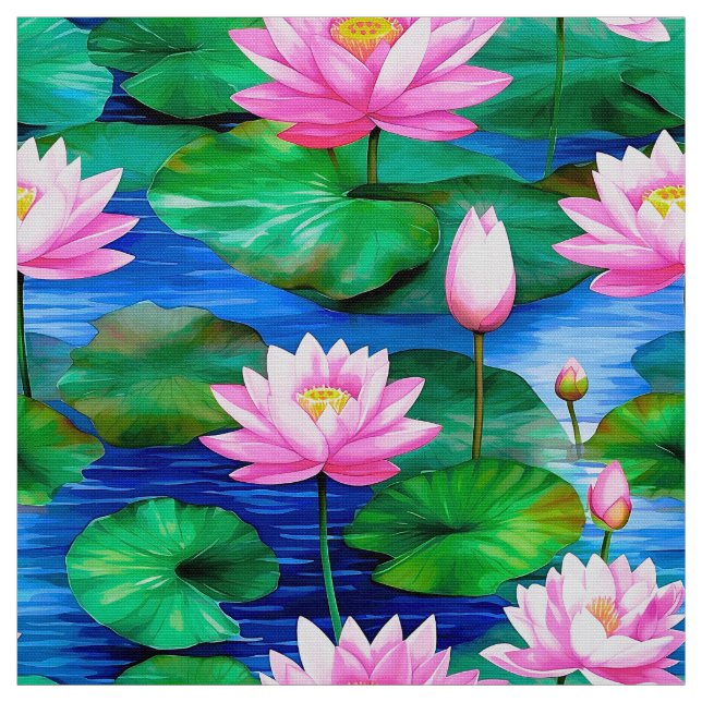 Tela Flores rosadas de Lotus en un estanque (Retal)
