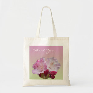 Tela flores rosadas de rododendros gracias bolso