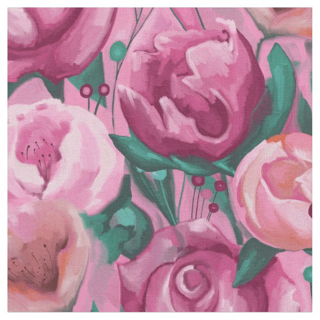 Tela Flores rosas (De cerca)