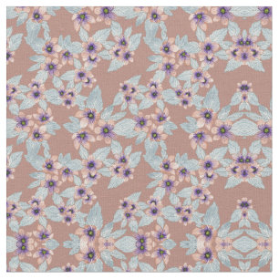 Tela Flores rosas bohemias de terracota acuática