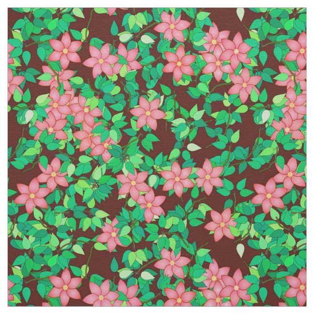 Tela Flores rosas sobre fondo de chocolate (Retal)