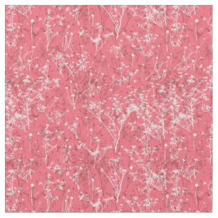 Tela Flores salvajes elegantes y modernas en rosa coral