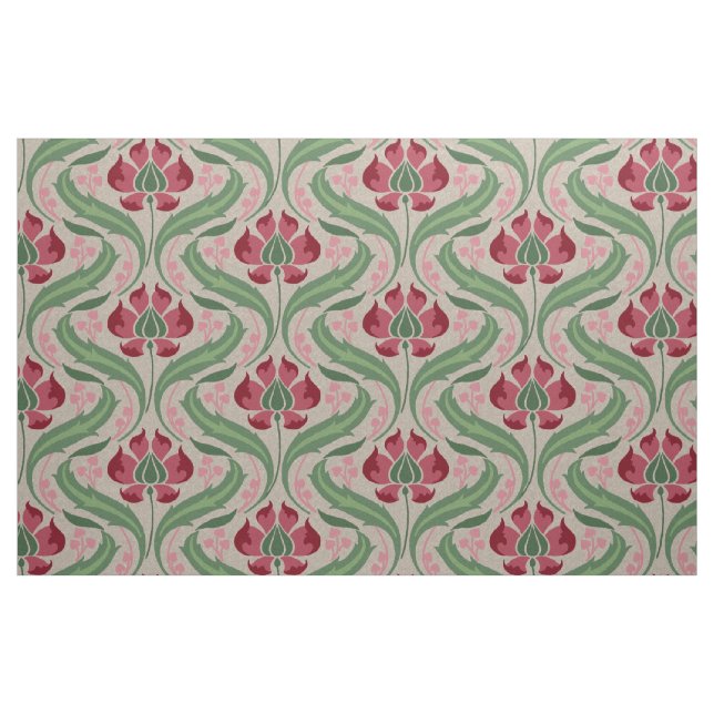Tela Flores silvestres de Art Nouveau, rosa ("Cuarto gordo" (fat quarter))