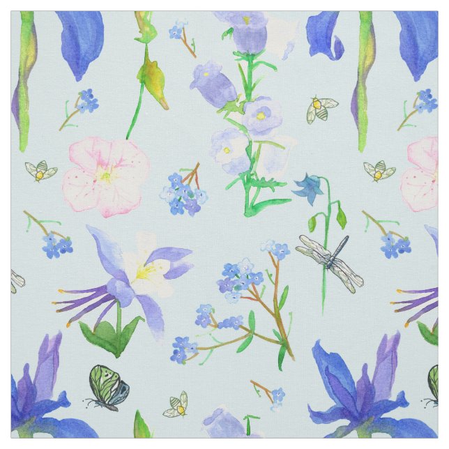 Tela Flores Silvestres Inglesas Abejas Azules (Retal)