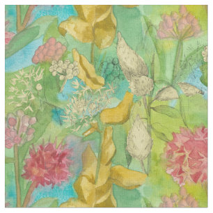 Tela Flores silvestres rosadas Semillas de vaina