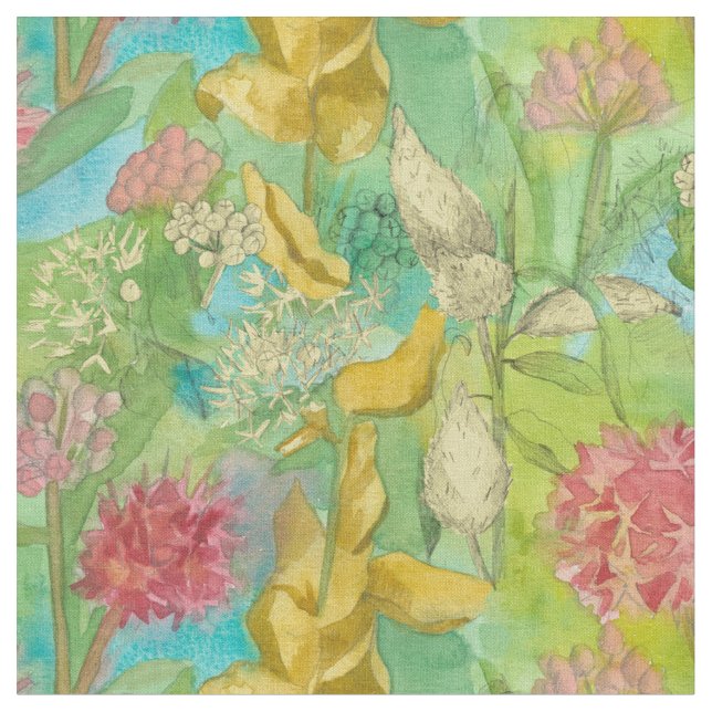 Tela Flores silvestres rosadas Semillas de vaina (De cerca)