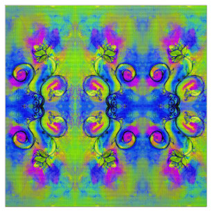 Tela FLORES SIMILARES azul verde rosa amarillo