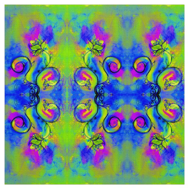 Tela FLORES SIMILARES azul verde rosa amarillo (Retal)