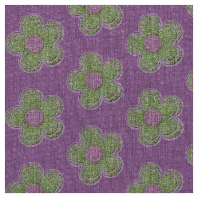 Tela Flores texturadas grandes verdes y moradas (Retal)