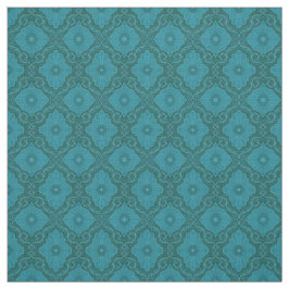 Tela Flores turquesas con motivos arabescos florales