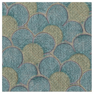 Tela Flores verde azuladas y amarillas de gran formato