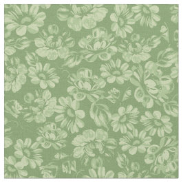 Tela Flores verdes del campo francés floral vintage