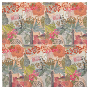 Tela Flores Vintage Hula Coloridas Hawaianas Tropicales