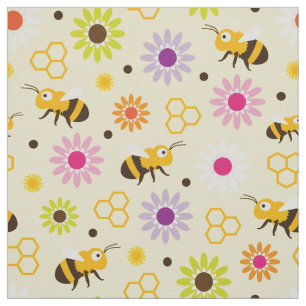 Tela Flores y abejas
