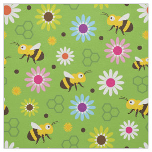 Tela Flores y abejas