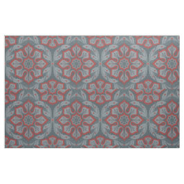 Tela "Flores y laureles", de estilo arabesco, gris, roj