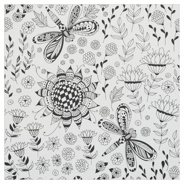 Tela Flores y libélulas (Retal)