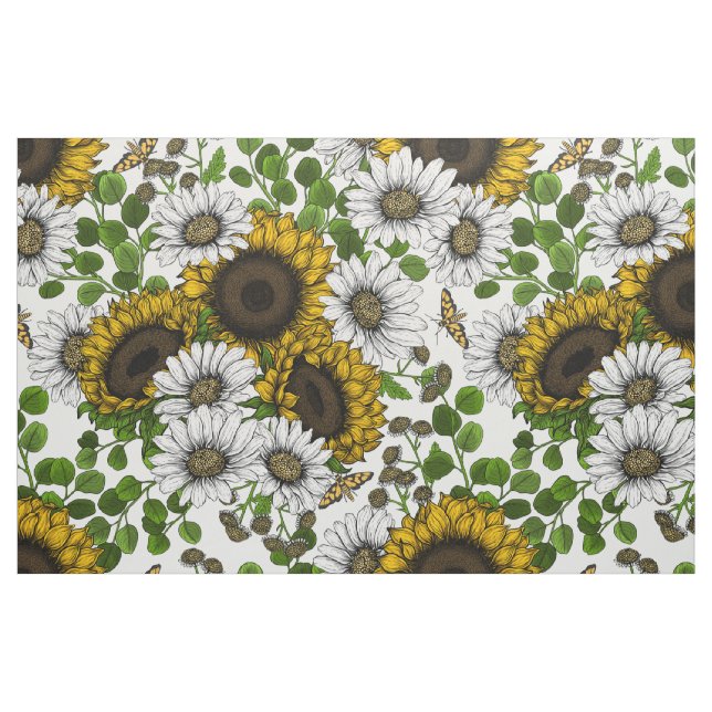 Tela Flores y margaritas, jardín de verano 3 ("Cuarto gordo" (fat quarter))