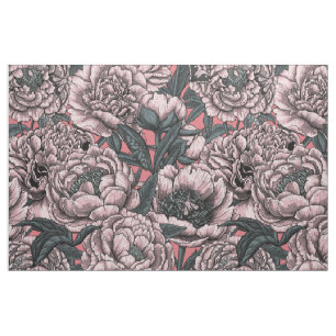Tela Flores y polillas rosadas